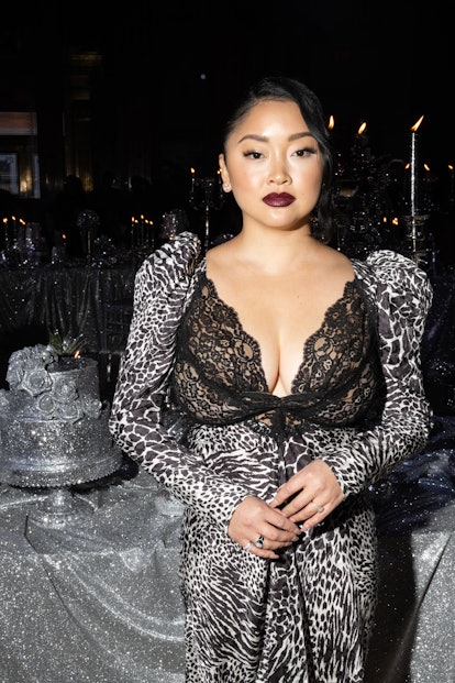 Lana Condor dark lipstick at Rodarte Fall 2023 Ready To Wear Runway Show at the Williamsburg Savings...